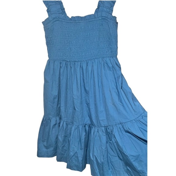 Abercrombie Smocked Bodice Easy Mini Dress Blue XL Petite Sundress - Picture 5 of 8